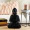 CosmoLiving by Cosmopolitan Grey Ceramic Sculpture, Buddha 12" x 8" x 7"